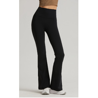 Dark Blue High-Waisted Lycra Yoga Bell-Bottom Pants for Women - Tummy Control & Butt Lifting thumbnail