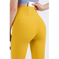 Size M Black High-Waisted Seamless Yoga Pants for Women - Tummy Control, Butt Lifting & Back Waistband Pocket thumbnail