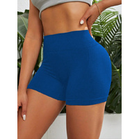 2 pcs High waist blue yoga shorts for running, fitness and sports | Tummy control, butt lift, sweat wicking, size S thumbnail