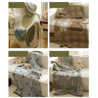 Green Cute Dog Pattern Soft and Absorbent 4-Layer Cotton Bath Towel for Adults and Children | Cartoon Design | 80*160 cm | Perfect for Bathing and Lou thumbnail