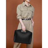 Black Elegant PU Leather Laptop Handbag & Sleeve - Protective and Stylish Laptop Case with Adjustable Strap for 15.6-inch Laptops thumbnail