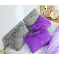 Light Grey Faux Fur Pillowcase Set - Crystal Velvet Plush Throw Pillow Covers, Bedding Accent (50x70cm, Pair) thumbnail