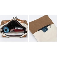 Beige And Brown Canvas Tote Bag for Women - Multi-Use Shoulder Handbag & Backpack, Large Capacity, 30x10x40cm thumbnail