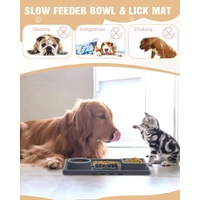 Grey Multi-Functional Pet Slow Feeder Lick Mat - Durable Food-Grade Silicone Anti-Bite Bowl for Dogs thumbnail
