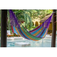 Mayan Legacy Queen Size Outdoor Cotton Mexican Hammock in Colorina Colour thumbnail