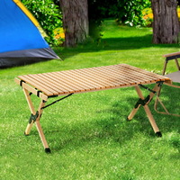 Gardeon Outdoor Furniture Wooden Egg Roll Picnic Table Camping Desk 90CM thumbnail