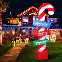 Jingle Jollys Christmas Inflatable Candy Pole 2.4M Illuminated Decorations thumbnail