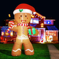 Jingle Jollys Christmas Inflatable Gingerbread Man 2.4M Illuminated Decorations thumbnail