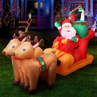 Jingle Jollys Christmas Inflatable Santa Sleigh 2.2M Illuminated Decorations thumbnail