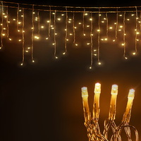 12.5M Christmas Lights Solar Icicle String Light Warm White Jingle Jollys thumbnail