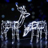 2 PCS Christmas Lights Reindeers 200 LED Decorations Jingle Jollys thumbnail