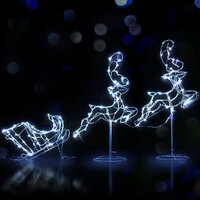1X Christmas Lights Reindeer Sleigh 120 LED Decorations Jingle Jollys thumbnail