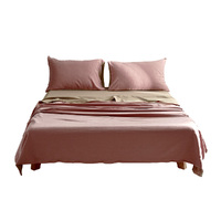 Cosy Club Cotton Bed Sheets Set Pink Brown Cover Double thumbnail