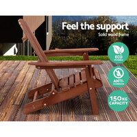 Gardeon Adirondack Outdoor Chairs Wooden Foldable Beach Chair Patio Furniture Brown thumbnail