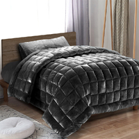 Giselle Bedding Faux Mink Quilt Charcoal Single thumbnail
