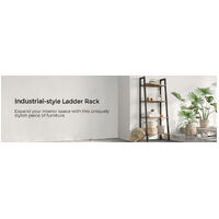 Rustic brown and black steel Metal Frame 4 Tier bookshelf thumbnail