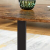 Round Coffee Table Rustic Brown and Black thumbnail