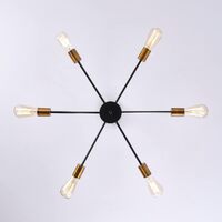 Modern Sputnik Chandelier Black Gold E27 Bulbs thumbnail