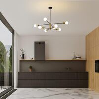 Sputnik Chandelier Modern Industrial, 8-Light , Black & Gold thumbnail