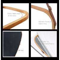 Hanging Full Length Wall Mirror - Solid Bamboo Frame and Adjustable Leather Strap for Bathroom and Bedroom thumbnail