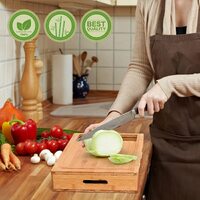 Large Bamboo Cutting Board and 4 Containers with Mobile Holder gift included for Home Kitchen thumbnail