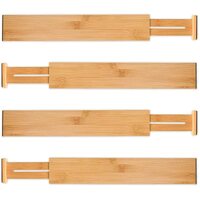 4 Pack Bamboo Adjustable Kitchen Drawer Dividers (Large, 44-55 cm) thumbnail