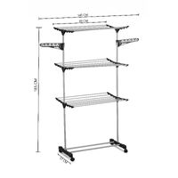 Folding 3 Tier Clothes Laundry Drying Rack with Stainless Steel Tubes for Indoor & Outdoor Home thumbnail