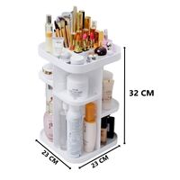 360 Rotating Large Capacity Makeup Organizer for Bedroom and Bathroom (White) thumbnail