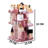 360 Rotating Large Capacity Makeup Organizer for Bedroom and Bathroom (Pink) thumbnail