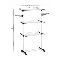 CARLA HOME Folding 3 Tier Clothes Laundry Drying Rack with Stainless Steel Tubes for Indoor & Outdoor Home thumbnail