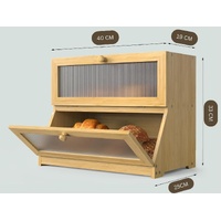 Double Layer Bamboo Bread Box for Kitchen Counter with Large Capacity and Clear Window thumbnail