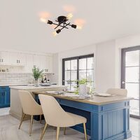 Industrial Semi Flush Mount Chandelier, Black thumbnail