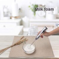Silver Rechargeable Electric Milk Frother Handheld (3 Speeds) thumbnail