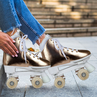 Circle Society Adjustable Quad Kids Roller Skates In Metallic Rose Gold thumbnail