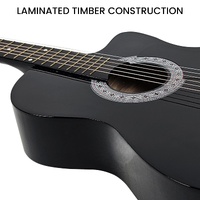 Karrera 38in Pro Cutaway Acoustic Guitar with Carry Bag - Black thumbnail