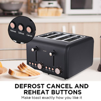 Pronti Rose Trim Collection Toaster & Kettle Bundle - Black thumbnail
