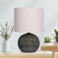 Sarantino Ceramic Table Lamp With Striped Pattern In Antique Black thumbnail