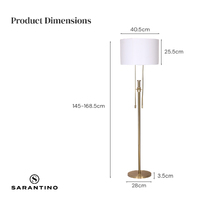 Sarantino Brushed Gold Height-Adjustable Metal Floor Lamp thumbnail