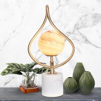 Sarantino Sculptural Orange Glass Table Lamp With White Marble Base thumbnail