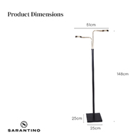 Sarantino LED Metal Floor Lamp with 2 Lights in Brushed Gold and Black Finish thumbnail