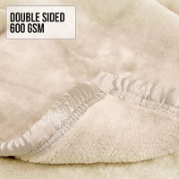 Laura Hill Mink Blanket Double Sided 600GSM Queen Size Beige thumbnail