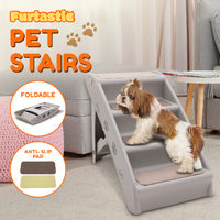 Furtastic Foldable Pet Stairs in Grey - 50cm Dog Ladder Cat Ramp with Non-Slip Mat for Indoor and Outdoor Use thumbnail
