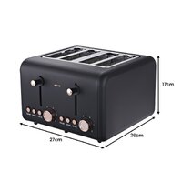 Pronti 4 Slice Toaster Rose Trim Collection - Black thumbnail