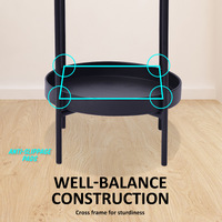 Plant Stand 50cm Planter Shelf Rack Display Steel 2 Tier BLACK thumbnail