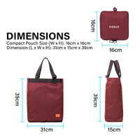 Shopper Bag Tote Bag Foldable Travel Laptop Grocery Nylon KO-SHOULDER WINE thumbnail