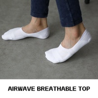 3X Rexy Cushion No Show Ankle Socks Small Non-Slip Breathable WHITE thumbnail