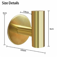2 Pcs Wall Mount Self Adhesive Bathroom Towel Hooks Holder Cloth Hanger Hook Door Hanger Gold thumbnail