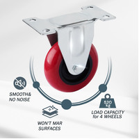 4x 4 inch Heavy Duty 2x Fixed + 2x Swivel Casters Load 520kg Lockable Castor Caster Wheels Swivel Casters with Brakes thumbnail