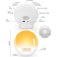 Sunrise Alarm Clock Wake Up Light 7 Sounds, Dual Alarms, Snooze, FM Radio thumbnail