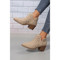 Parchment Cut Out Suede Pointed Toe Heeled Ankle Boots - 37 EU thumbnail